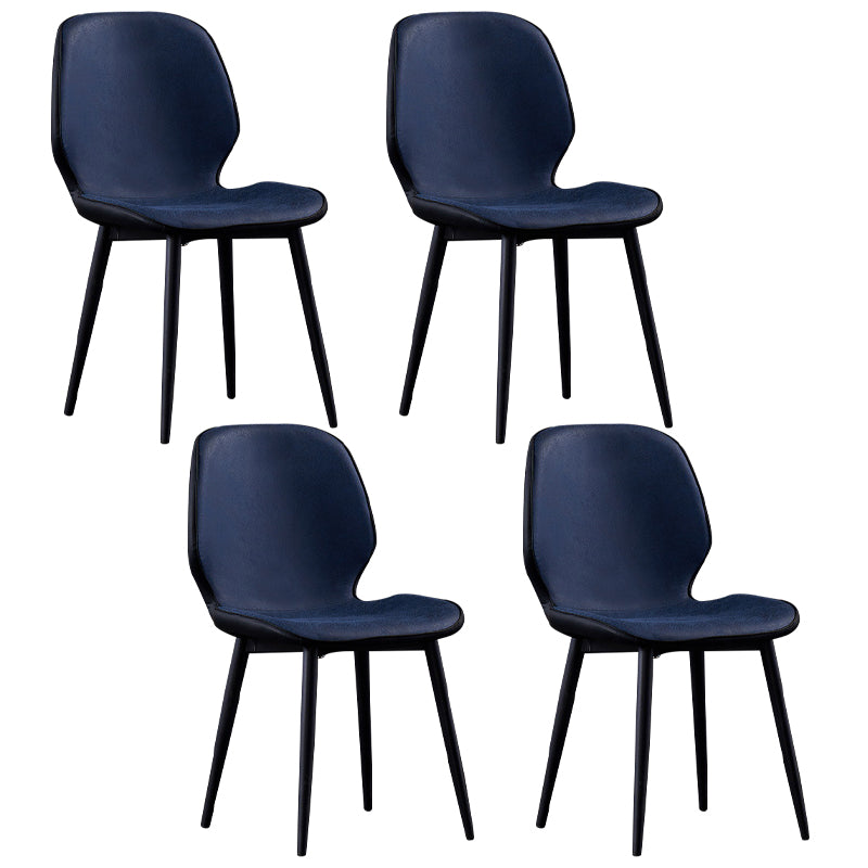 Chaises de salle à manger sans accoudoirs en cuir modernes, chaise latérale à oreilles avec pieds noirs