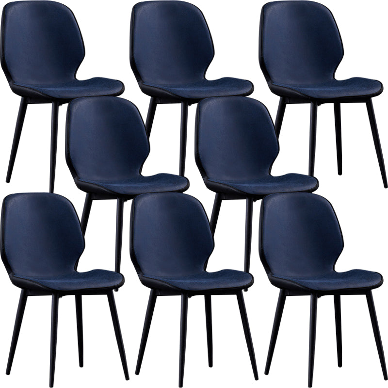 Chaises de salle à manger sans accoudoirs en cuir modernes, chaise latérale à oreilles avec pieds noirs