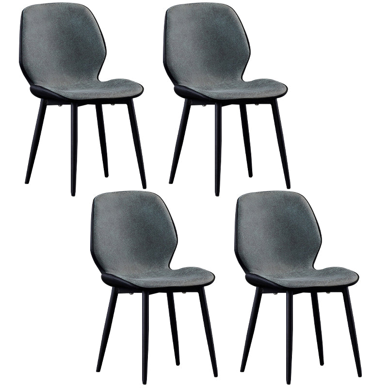 Chaises de salle à manger sans accoudoirs en cuir modernes, chaise latérale à oreilles avec pieds noirs