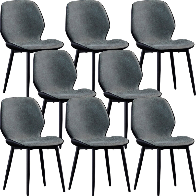 Chaises de salle à manger sans accoudoirs en cuir modernes, chaise latérale à oreilles avec pieds noirs