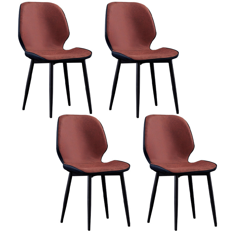 Chaises de salle à manger sans accoudoirs en cuir modernes, chaise latérale à oreilles avec pieds noirs