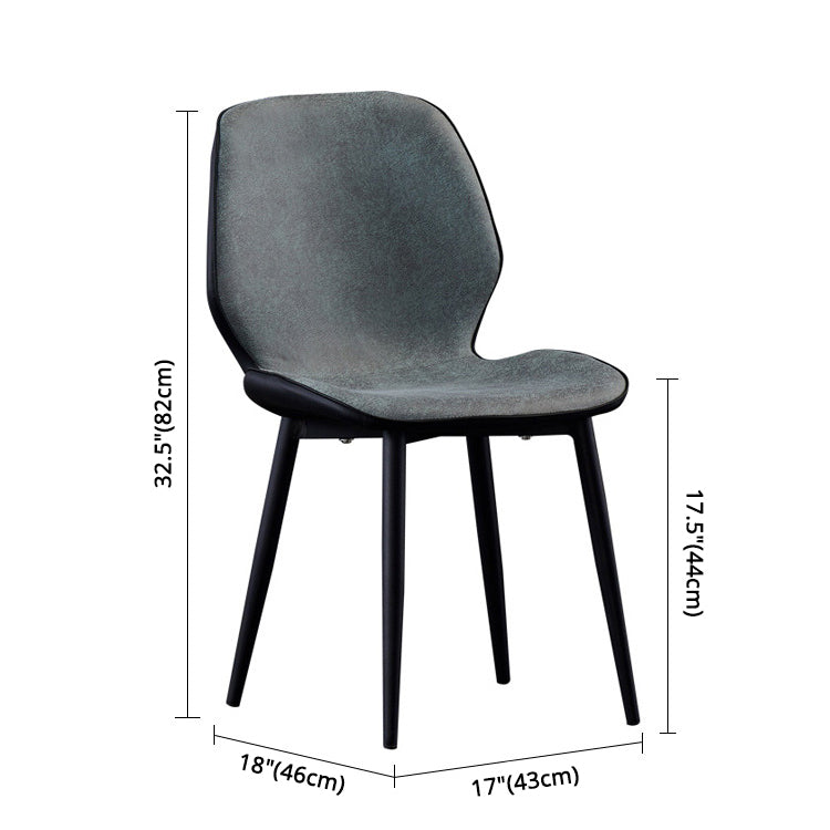 Chaises de salle à manger sans accoudoirs en cuir modernes, chaise latérale à oreilles avec pieds noirs