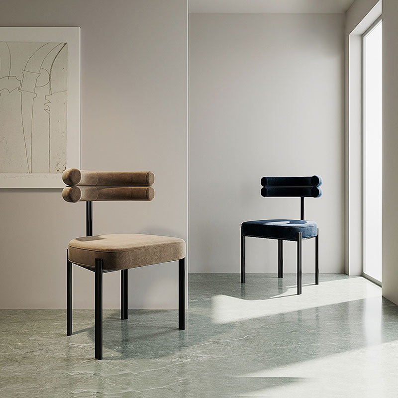 Chaise de salle à manger contemporaine sans accoudoirs en métal, chaise latérale de salle à manger à dossier ouvert pour un usage domestique