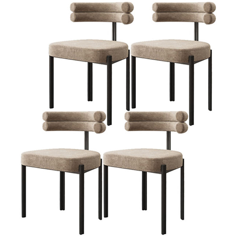 Chaise de salle à manger contemporaine sans accoudoirs en métal, chaise latérale de salle à manger à dossier ouvert pour un usage domestique