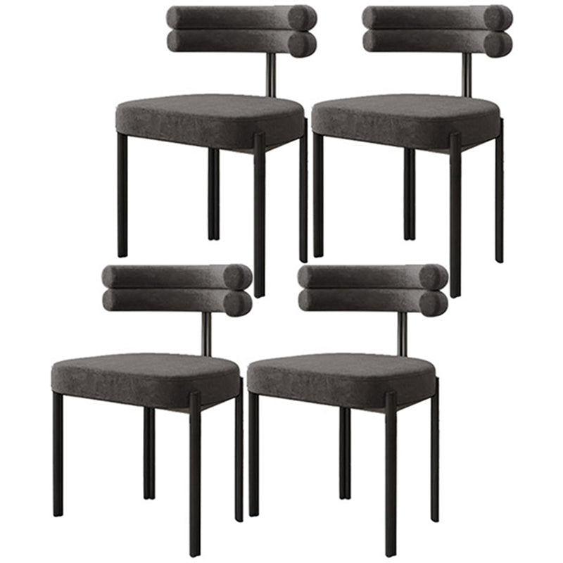 Chaise de salle à manger contemporaine sans accoudoirs en métal, chaise latérale de salle à manger à dossier ouvert pour un usage domestique