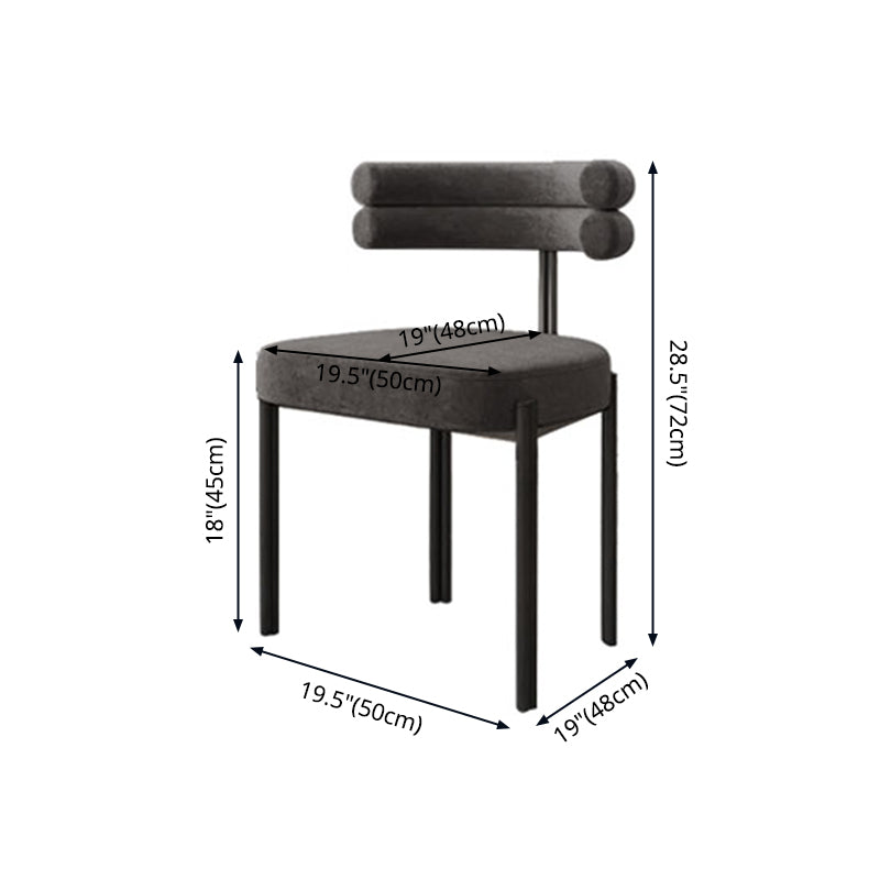 Chaise de salle à manger contemporaine sans accoudoirs en métal, chaise latérale de salle à manger à dossier ouvert pour un usage domestique