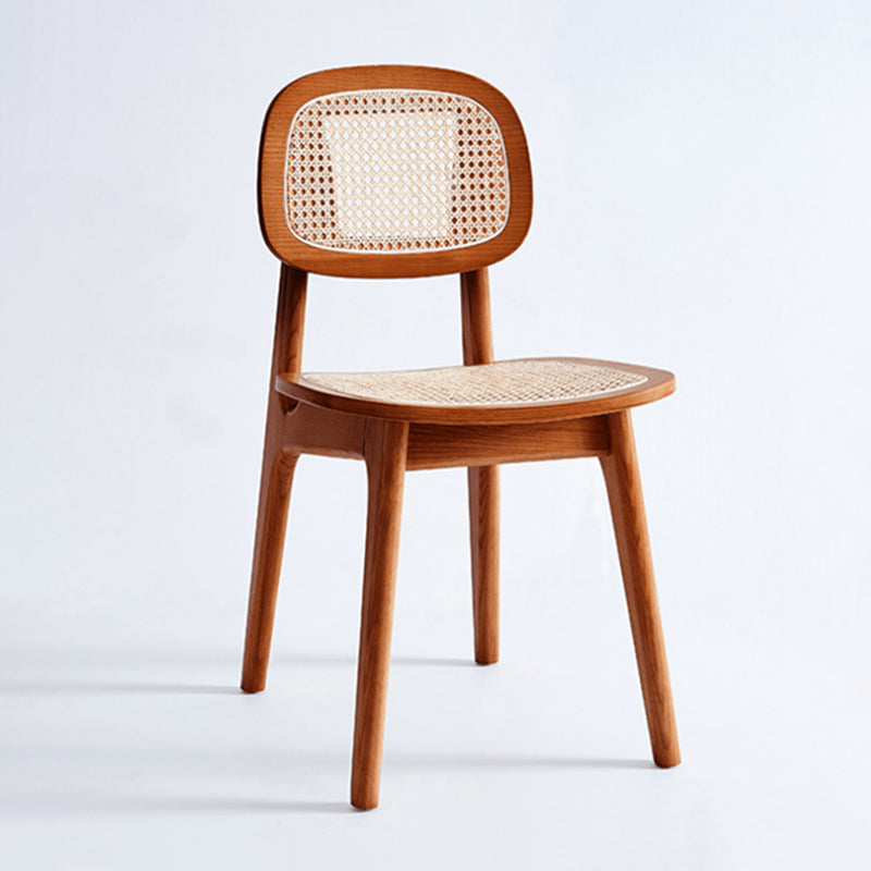 Chaise de salle à manger traditionnelle en bois massif, finition mate, chaise latérale de salle à manger à dossier ouvert