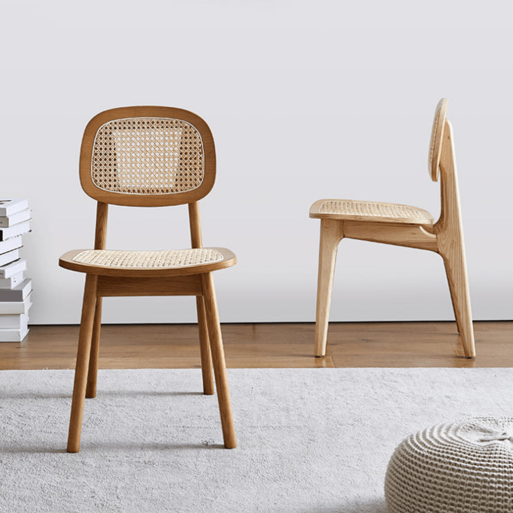 Chaise de salle à manger traditionnelle en bois massif, finition mate, chaise latérale de salle à manger à dossier ouvert