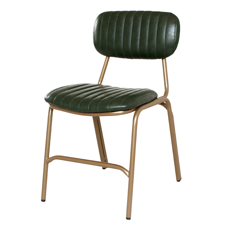 Chaises de salle à manger sans bras rembourrées, chaise latérale à dossier ouvert industriel avec pieds en métal