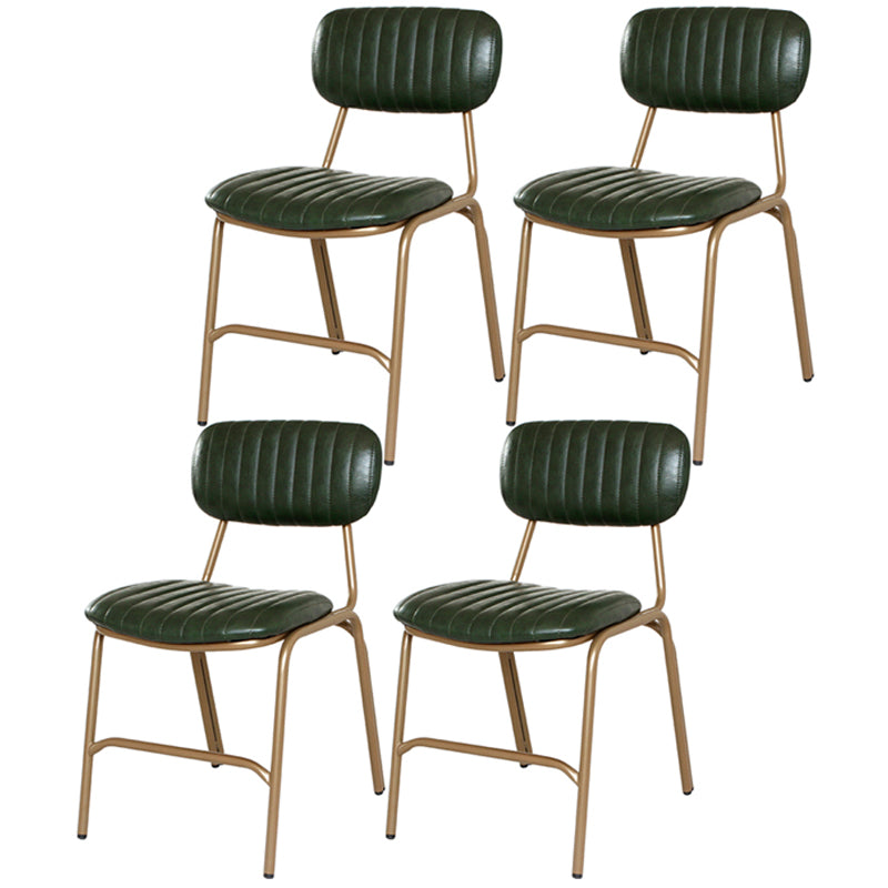 Chaises de salle à manger sans bras rembourrées, chaise latérale à dossier ouvert industriel avec pieds en métal