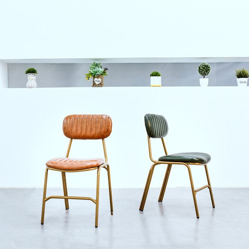 Chaises de salle à manger sans bras rembourrées, chaise latérale à dossier ouvert industriel avec pieds en métal
