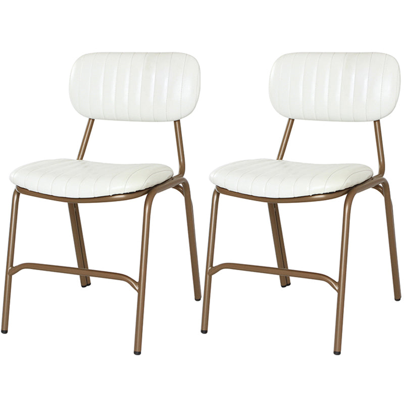 Chaises de salle à manger sans bras rembourrées, chaise latérale à dossier ouvert industriel avec pieds en métal