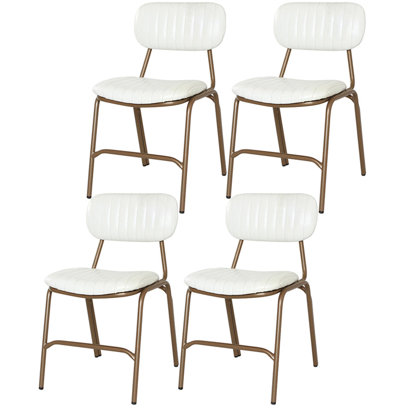 Chaises de salle à manger sans bras rembourrées, chaise latérale à dossier ouvert industriel avec pieds en métal