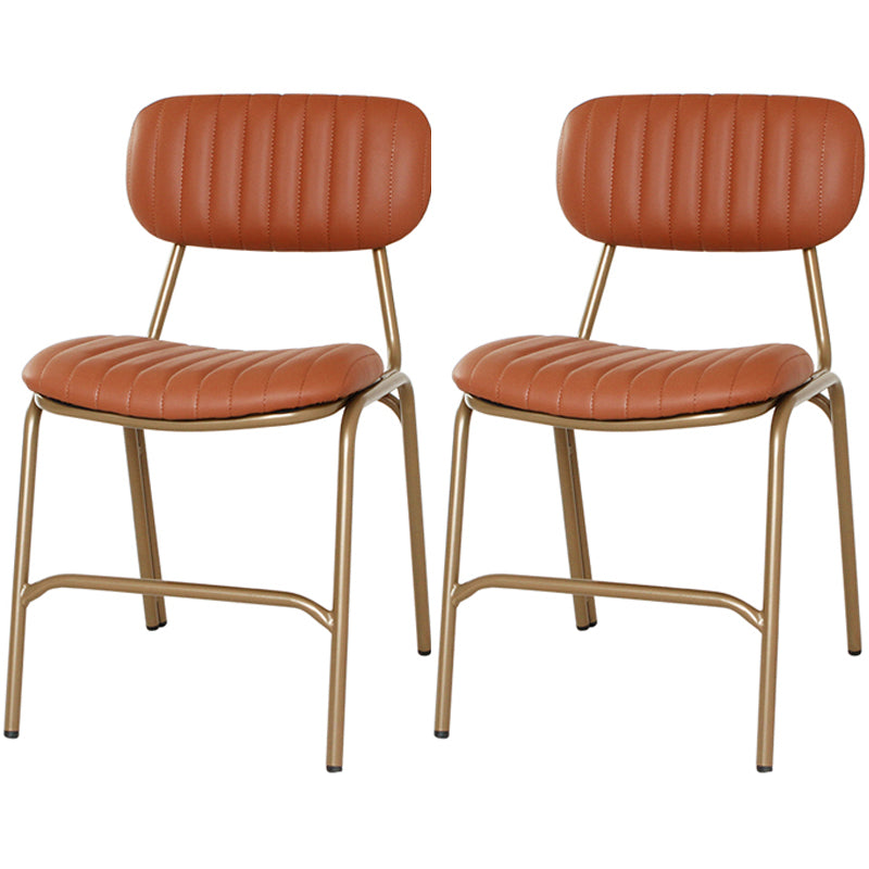 Chaises de salle à manger sans bras rembourrées, chaise latérale à dossier ouvert industriel avec pieds en métal