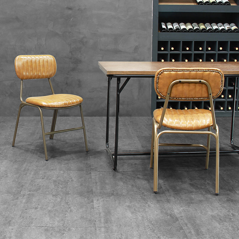 Chaises de salle à manger sans bras rembourrées, chaise latérale à dossier ouvert industriel avec pieds en métal