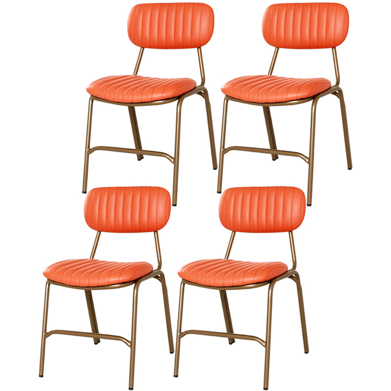 Chaises de salle à manger sans bras rembourrées, chaise latérale à dossier ouvert industriel avec pieds en métal