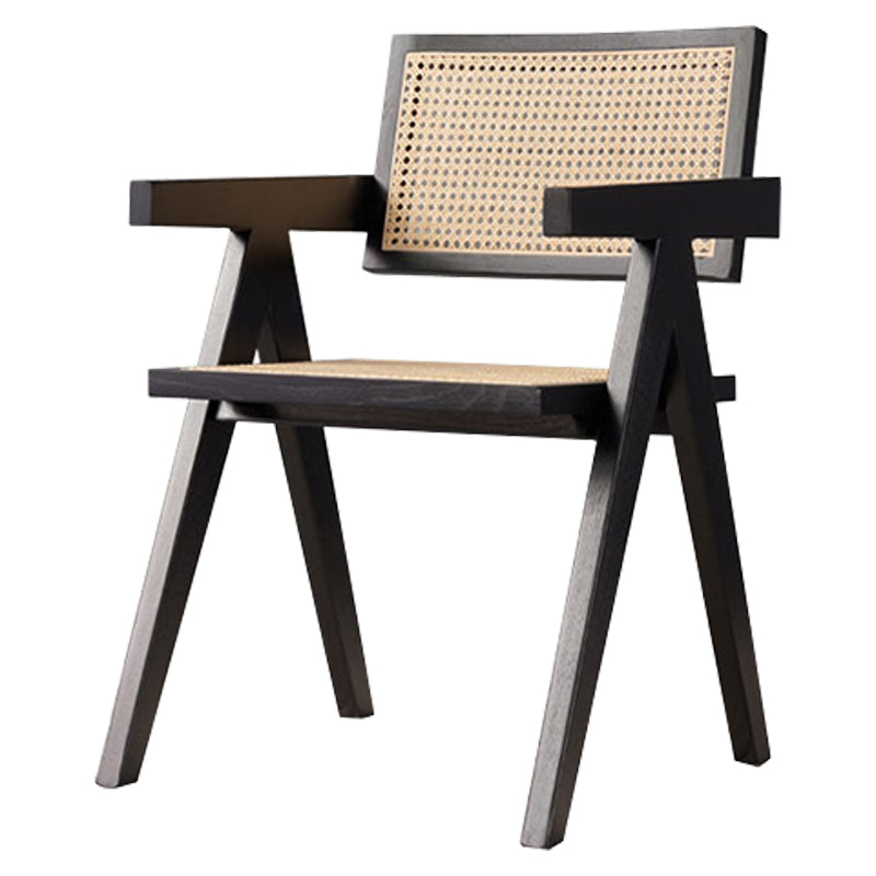 Chaise de salle à manger traditionnelle en bois massif, finition mate, dossier en canne, fauteuils de salle à manger