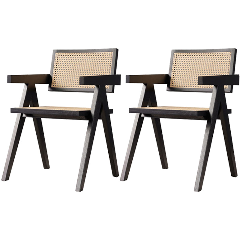 Chaise de salle à manger traditionnelle en bois massif, finition mate, dossier en canne, fauteuils de salle à manger