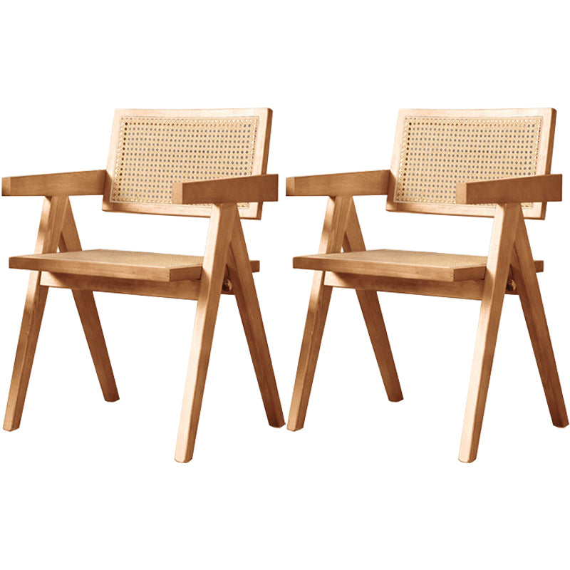 Chaise de salle à manger traditionnelle en bois massif, finition mate, dossier en canne, fauteuils de salle à manger