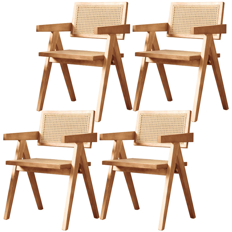 Chaise de salle à manger traditionnelle en bois massif, finition mate, dossier en canne, fauteuils de salle à manger