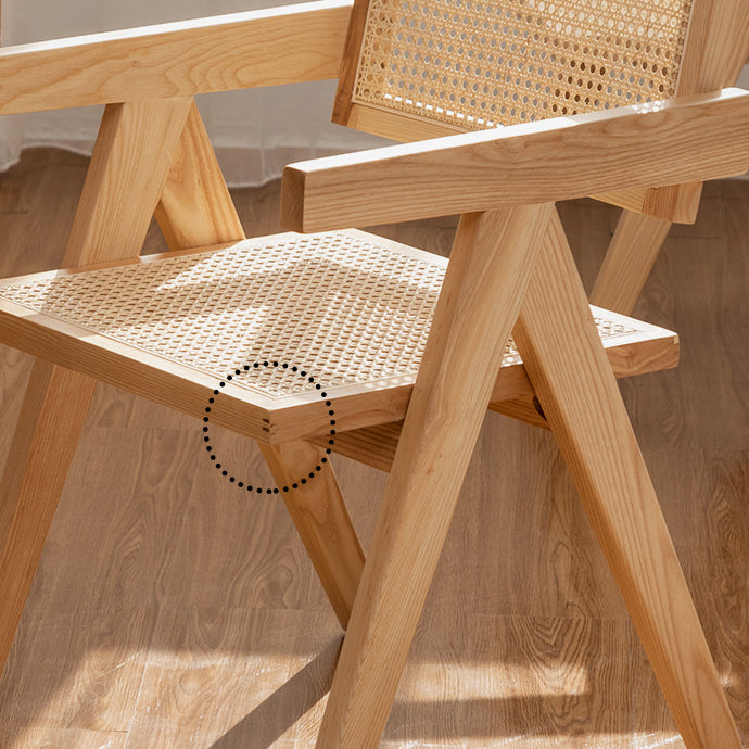 Chaise de salle à manger traditionnelle en bois massif, finition mate, dossier en canne, fauteuils de salle à manger