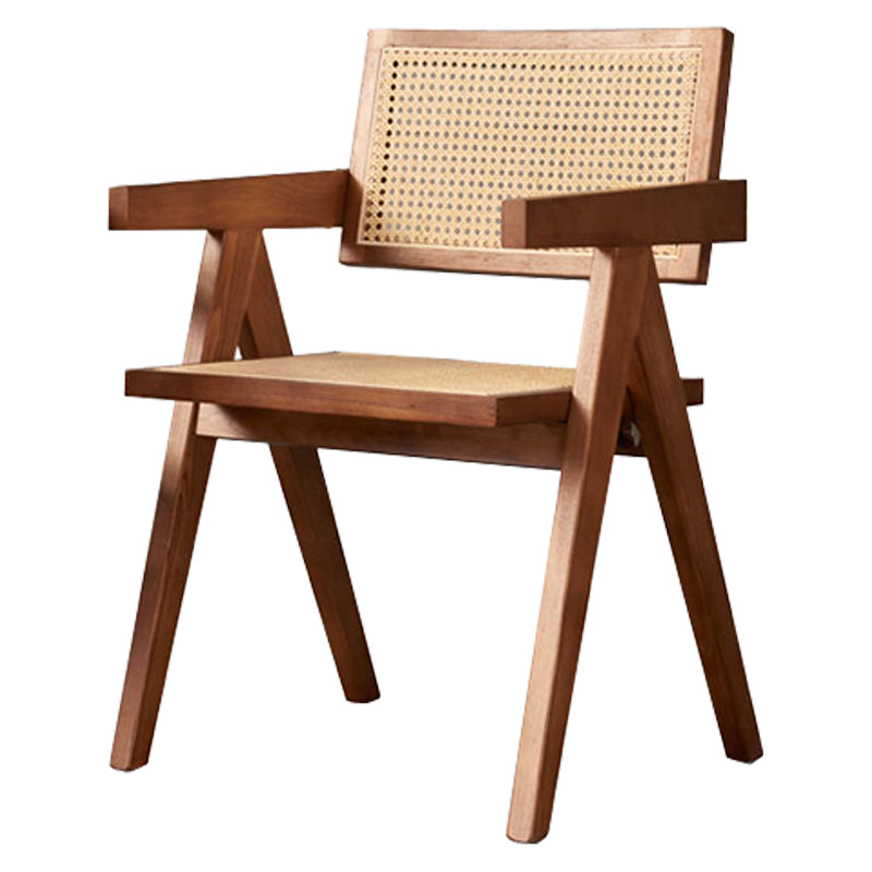 Chaise de salle à manger traditionnelle en bois massif, finition mate, dossier en canne, fauteuils de salle à manger