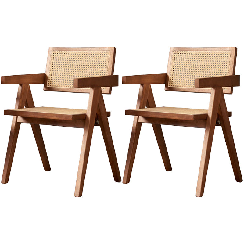 Chaise de salle à manger traditionnelle en bois massif, finition mate, dossier en canne, fauteuils de salle à manger