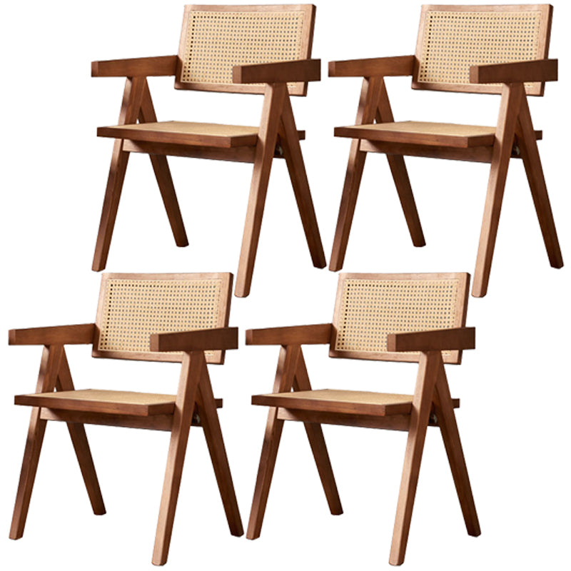 Chaise de salle à manger traditionnelle en bois massif, finition mate, dossier en canne, fauteuils de salle à manger