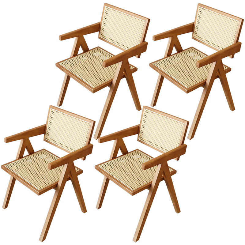 Modern Style Kitchen Dining Room Wood Chair Set Open Back Arm Chairs Set