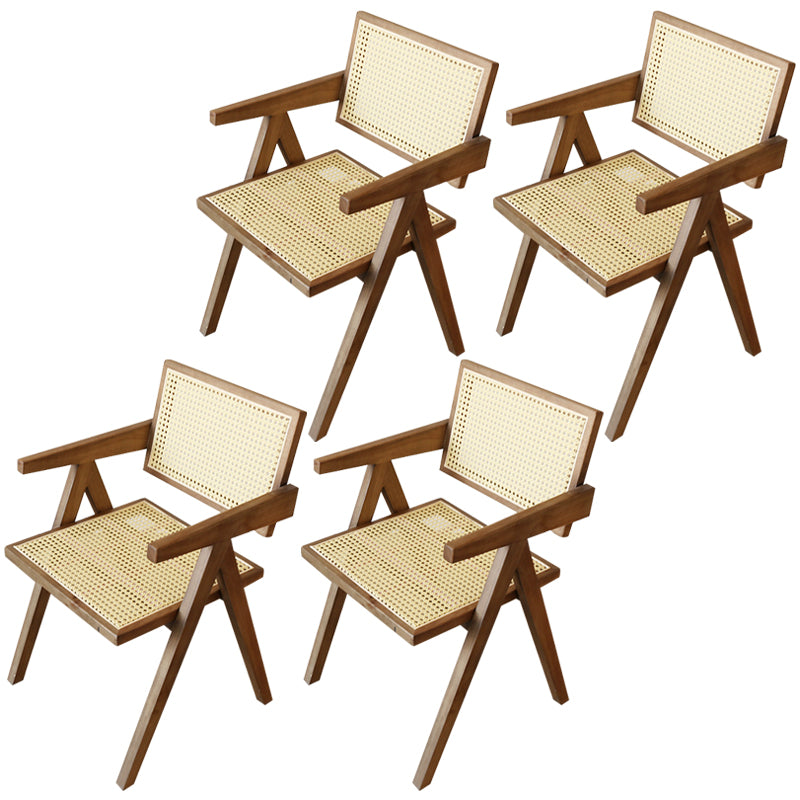 Modern Style Kitchen Dining Room Wood Chair Set Open Back Arm Chairs Set