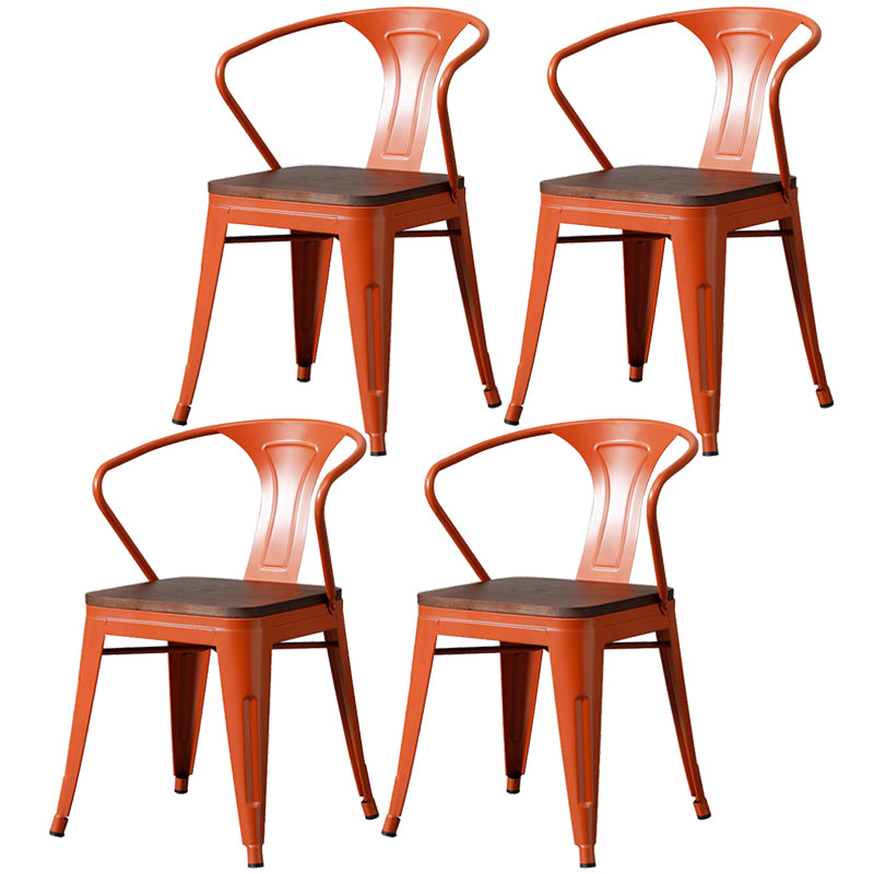 Chaise de salle à manger industrielle en métal, fauteuil empilable à dossier à lattes pour restaurant