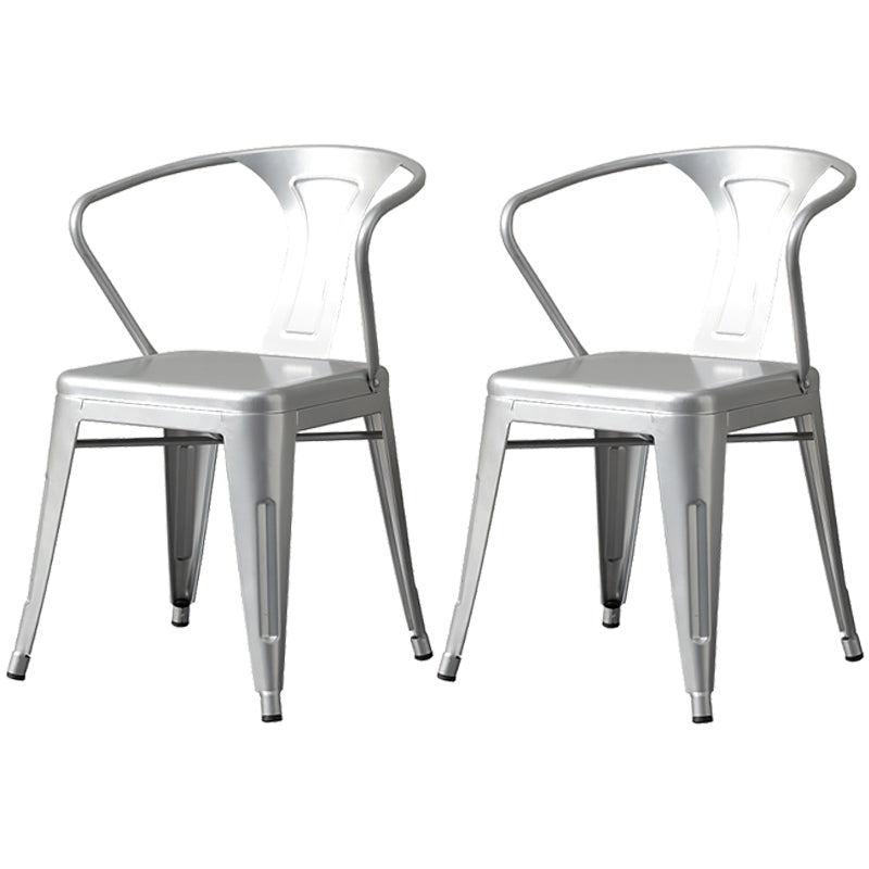 Chaise de salle à manger industrielle en métal, fauteuil empilable à dossier à lattes pour restaurant