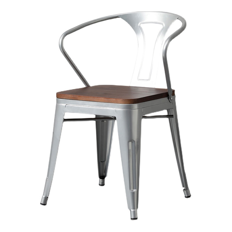 Chaise de salle à manger industrielle en métal, fauteuil empilable à dossier à lattes pour restaurant