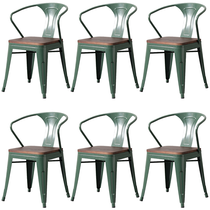 Chaise de salle à manger industrielle en métal, fauteuil empilable à dossier à lattes pour restaurant