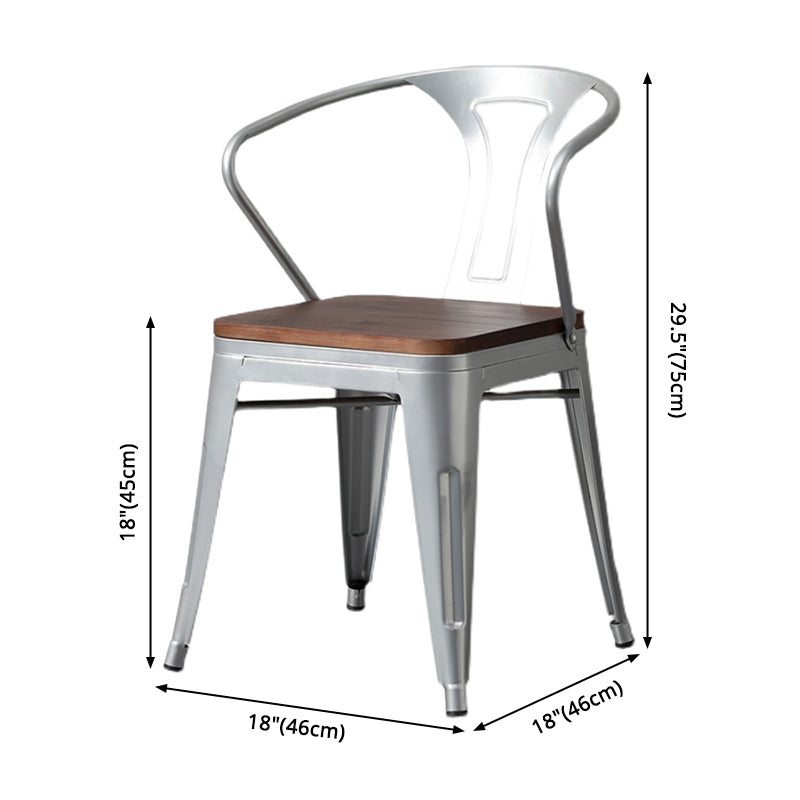 Chaise de salle à manger industrielle en métal, fauteuil empilable à dossier à lattes pour restaurant