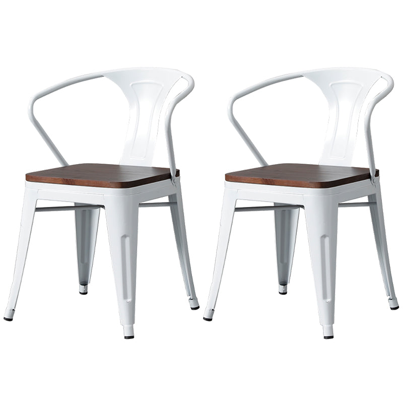 Chaise de salle à manger industrielle en métal, fauteuil empilable à dossier à lattes pour restaurant