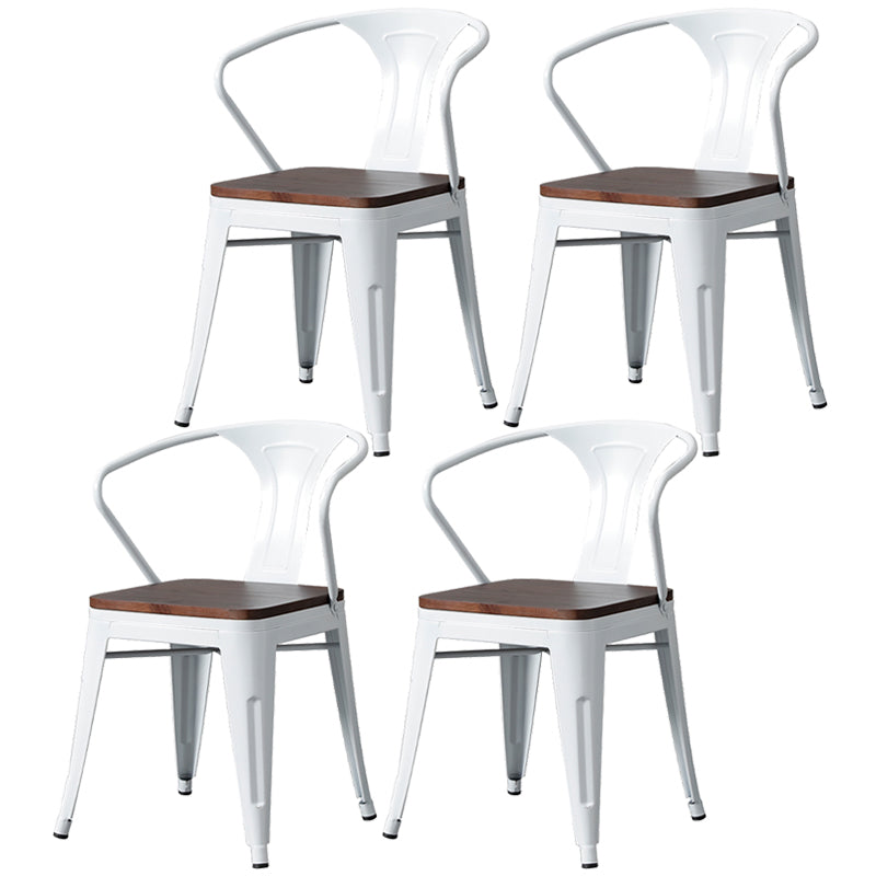 Chaise de salle à manger industrielle en métal, fauteuil empilable à dossier à lattes pour restaurant