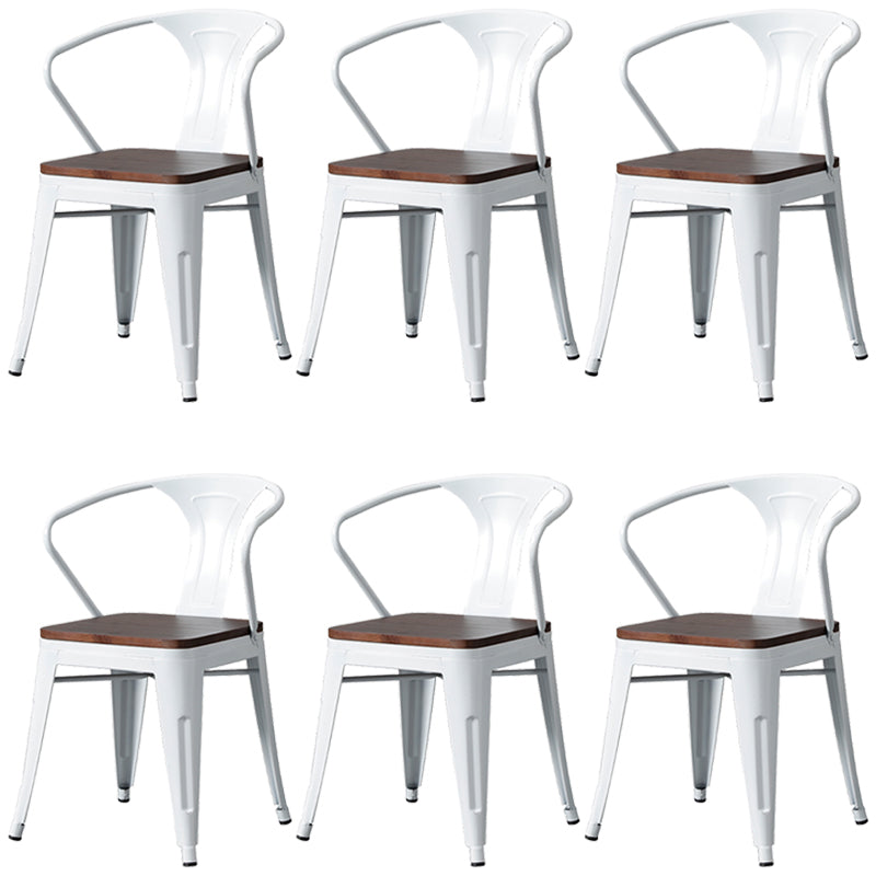 Chaise de salle à manger industrielle en métal, fauteuil empilable à dossier à lattes pour restaurant