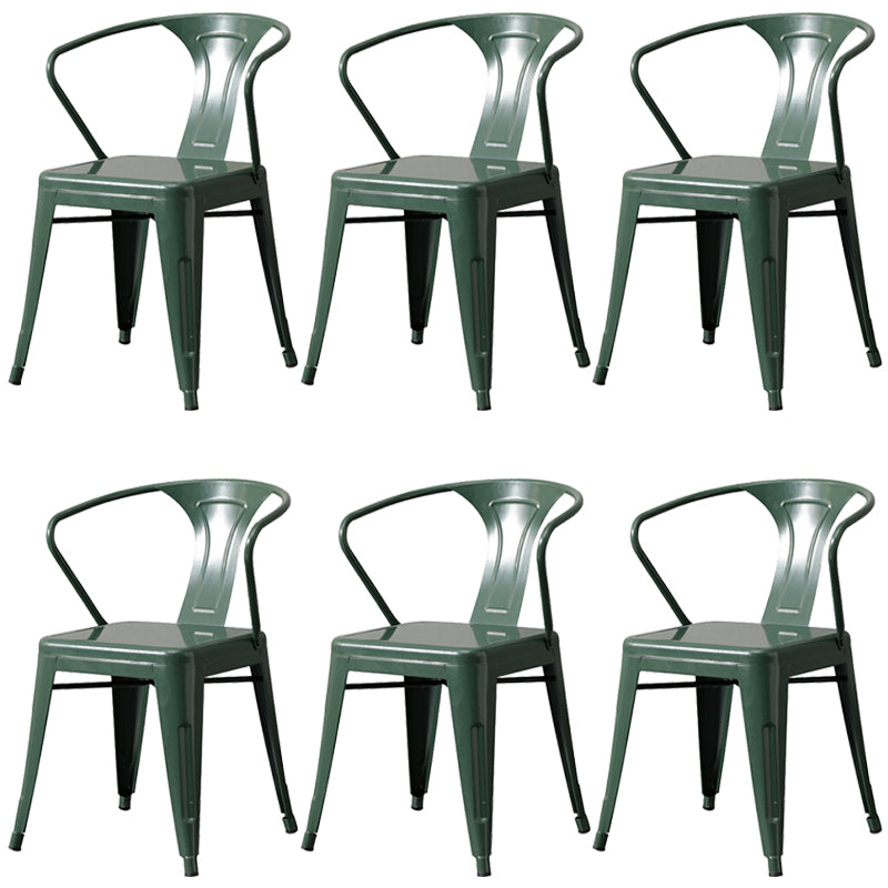 Chaise de salle à manger industrielle en métal, fauteuil empilable à dossier à lattes pour restaurant