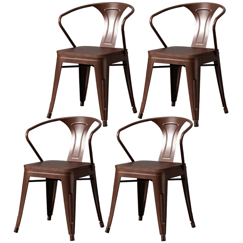 Chaise de salle à manger industrielle en métal, fauteuil empilable à dossier à lattes pour restaurant