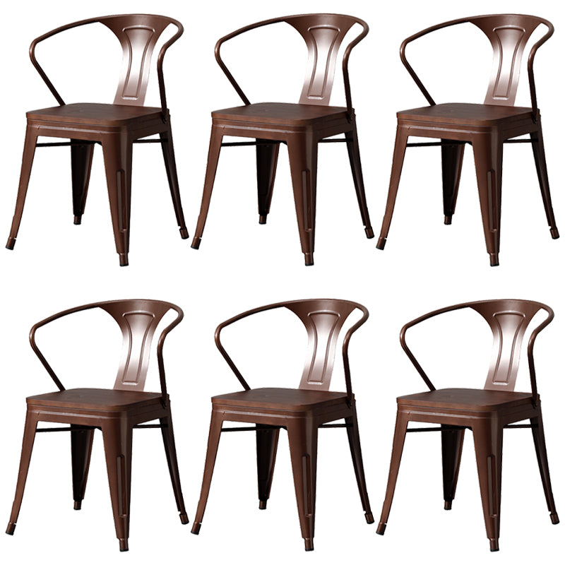 Chaise de salle à manger industrielle en métal, fauteuil empilable à dossier à lattes pour restaurant