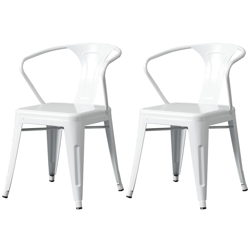 Chaise de salle à manger industrielle en métal, fauteuil empilable à dossier à lattes pour restaurant