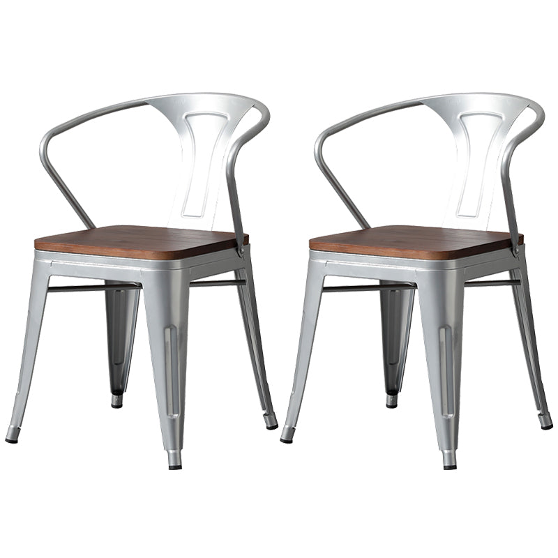 Chaise de salle à manger industrielle en métal, fauteuil empilable à dossier à lattes pour restaurant