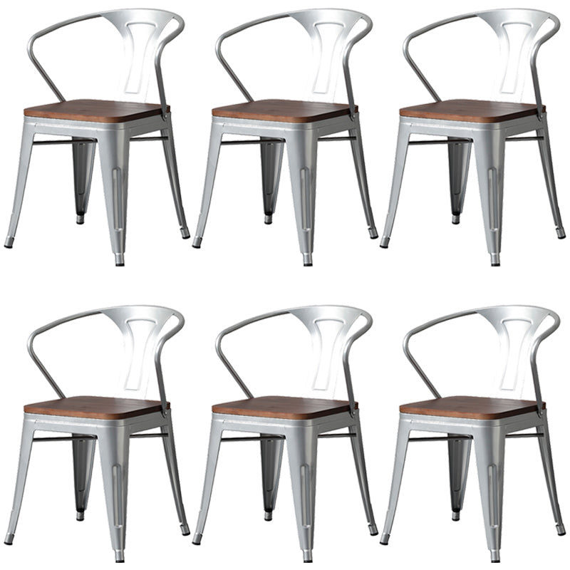 Chaise de salle à manger industrielle en métal, fauteuil empilable à dossier à lattes pour restaurant