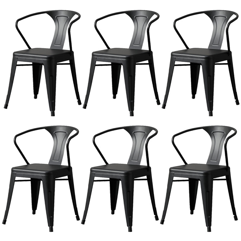 Chaise de salle à manger industrielle en métal, fauteuil empilable à dossier à lattes pour restaurant