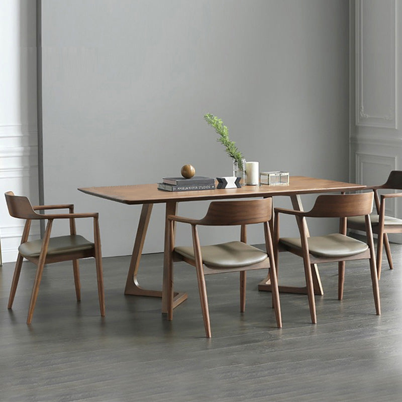 Contemporary Dining Chair 20'' Wide Open Arm Chair with 4 Wood Legs for Home