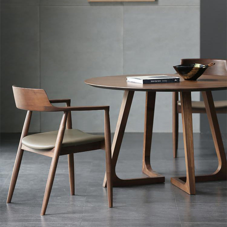 Contemporary Dining Chair 20'' Wide Open Arm Chair with 4 Wood Legs for Home