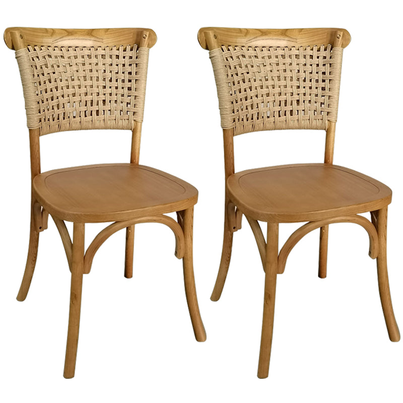 Solid Wood Country Style Dining Room Chair Matte Finish Cane Back Dining Chairs