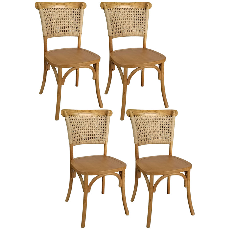 Solid Wood Country Style Dining Room Chair Matte Finish Cane Back Dining Chairs