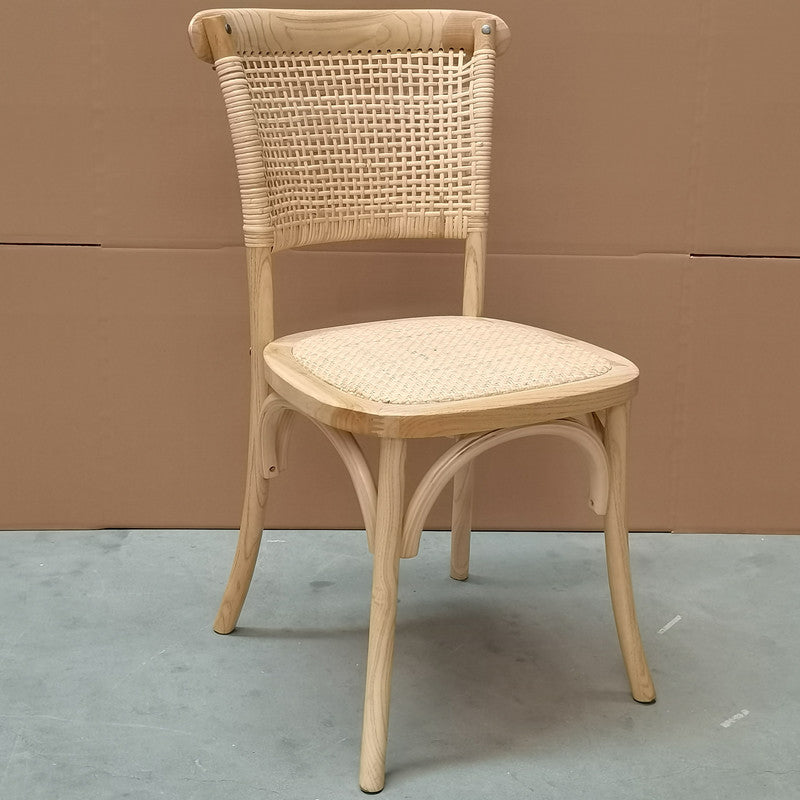 Solid Wood Country Style Dining Room Chair Matte Finish Cane Back Dining Chairs